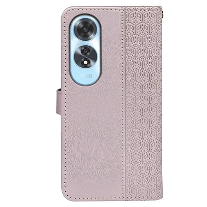 For Oppo A60 4G Case Cubic Grid Imprinted PU Leather Phone Cover Horizontal Flip