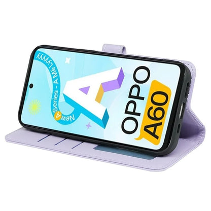 For Oppo A60 4G Case Cubic Grid Imprinted PU Leather Phone Cover Horizontal Flip