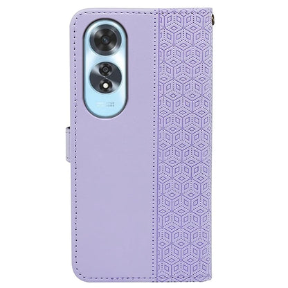 For Oppo A60 4G Case Cubic Grid Imprinted PU Leather Phone Cover Horizontal Flip