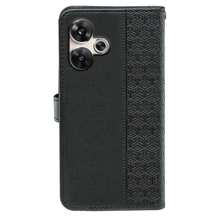 For Xiaomi Poco F6 5G / Redmi Turbo 3 5G Case Cubic Grid Imprinted PU Leather Phone Cover