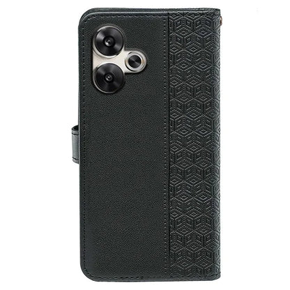 For Xiaomi Poco F6 5G / Redmi Turbo 3 5G Case Cubic Grid Imprinted PU Leather Phone Cover