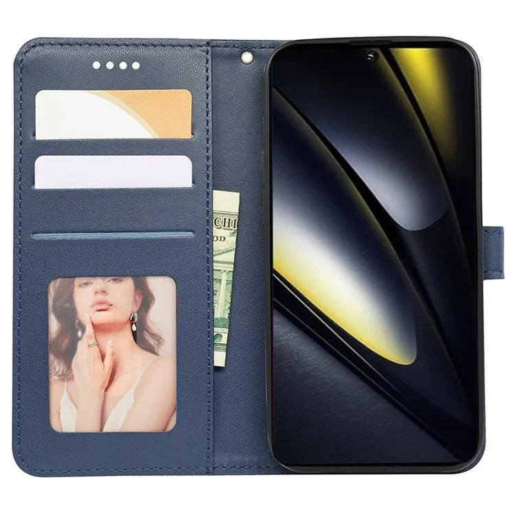 For Xiaomi Poco F6 5G / Redmi Turbo 3 5G Case Cubic Grid Imprinted PU Leather Phone Cover