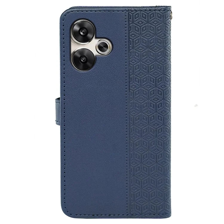 For Xiaomi Poco F6 5G / Redmi Turbo 3 5G Case Cubic Grid Imprinted PU Leather Phone Cover
