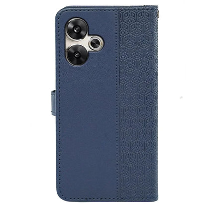 For Xiaomi Poco F6 5G / Redmi Turbo 3 5G Case Cubic Grid Imprinted PU Leather Phone Cover