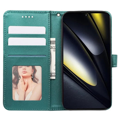 For Xiaomi Poco F6 5G / Redmi Turbo 3 5G Case Cubic Grid Imprinted PU Leather Phone Cover