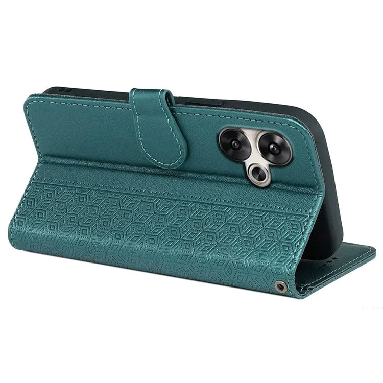 For Xiaomi Poco F6 5G / Redmi Turbo 3 5G Case Cubic Grid Imprinted PU Leather Phone Cover