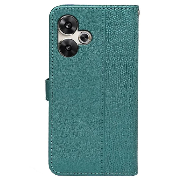 For Xiaomi Poco F6 5G / Redmi Turbo 3 5G Case Cubic Grid Imprinted PU Leather Phone Cover
