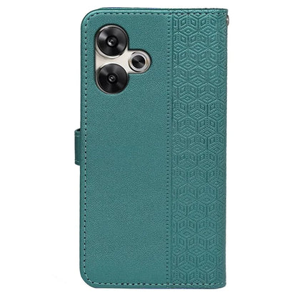For Xiaomi Poco F6 5G / Redmi Turbo 3 5G Case Cubic Grid Imprinted PU Leather Phone Cover