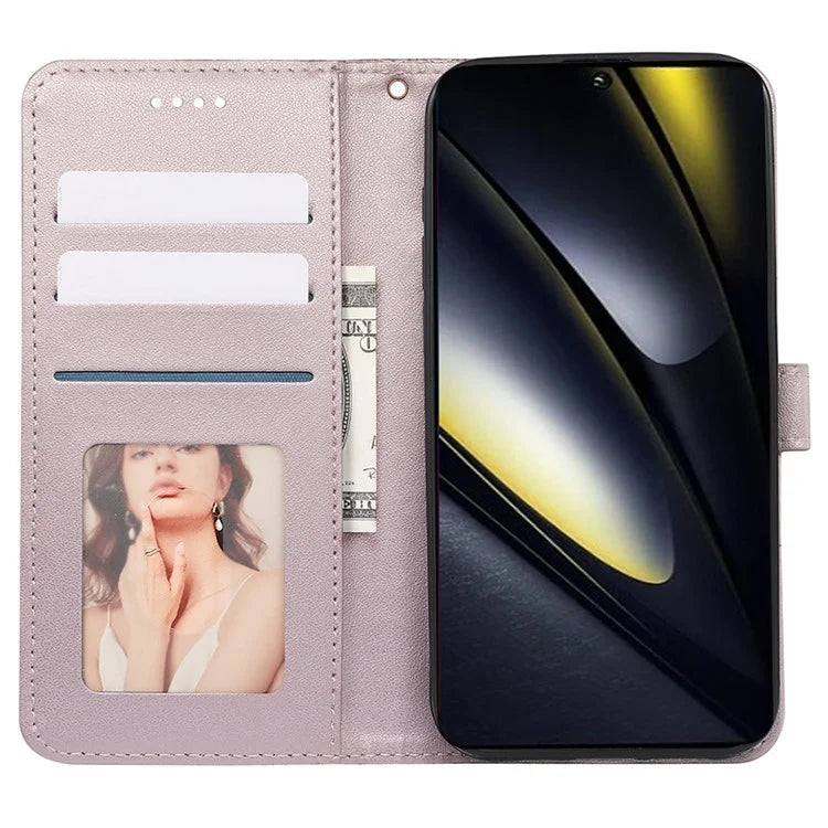 For Xiaomi Poco F6 5G / Redmi Turbo 3 5G Case Cubic Grid Imprinted PU Leather Phone Cover