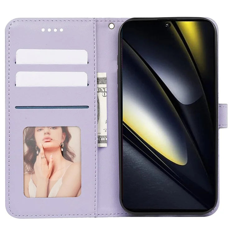 For Xiaomi Poco F6 5G / Redmi Turbo 3 5G Case Cubic Grid Imprinted PU Leather Phone Cover
