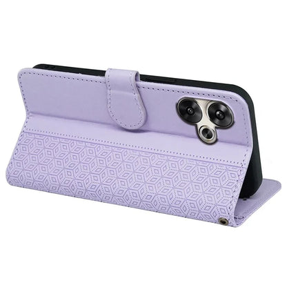 For Xiaomi Poco F6 5G / Redmi Turbo 3 5G Case Cubic Grid Imprinted PU Leather Phone Cover