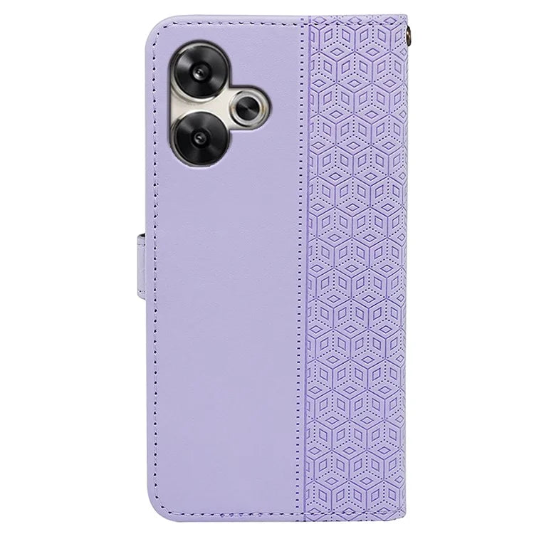 For Xiaomi Poco F6 5G / Redmi Turbo 3 5G Case Cubic Grid Imprinted PU Leather Phone Cover
