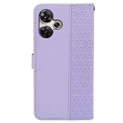 For Xiaomi Poco F6 5G / Redmi Turbo 3 5G Case Cubic Grid Imprinted PU Leather Phone Cover