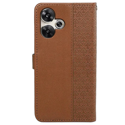 For Xiaomi Poco F6 5G / Redmi Turbo 3 5G Case Cubic Grid Imprinted PU Leather Phone Cover