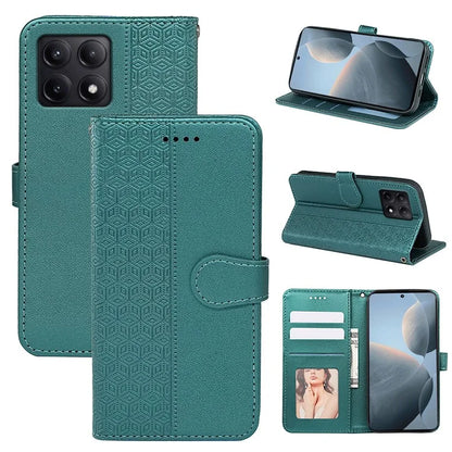 For Xiaomi Poco F6 Pro 5G / Redmi K70 5G / K70 Pro 5G Case Cubic Grid Leather Wallet Phone Cover
