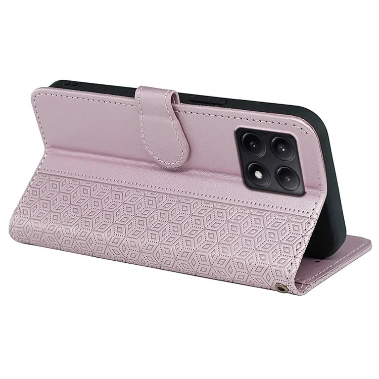 For Xiaomi Poco F6 Pro 5G / Redmi K70 5G / K70 Pro 5G Case Cubic Grid Leather Wallet Phone Cover