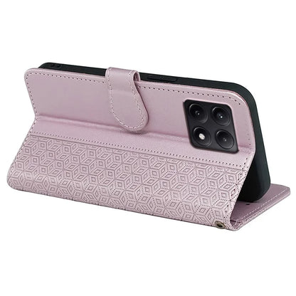 For Xiaomi Poco F6 Pro 5G / Redmi K70 5G / K70 Pro 5G Case Cubic Grid Leather Wallet Phone Cover