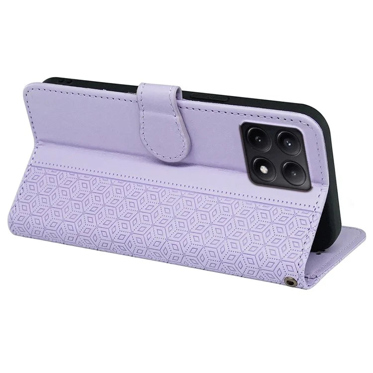 For Xiaomi Poco F6 Pro 5G / Redmi K70 5G / K70 Pro 5G Case Cubic Grid Leather Wallet Phone Cover