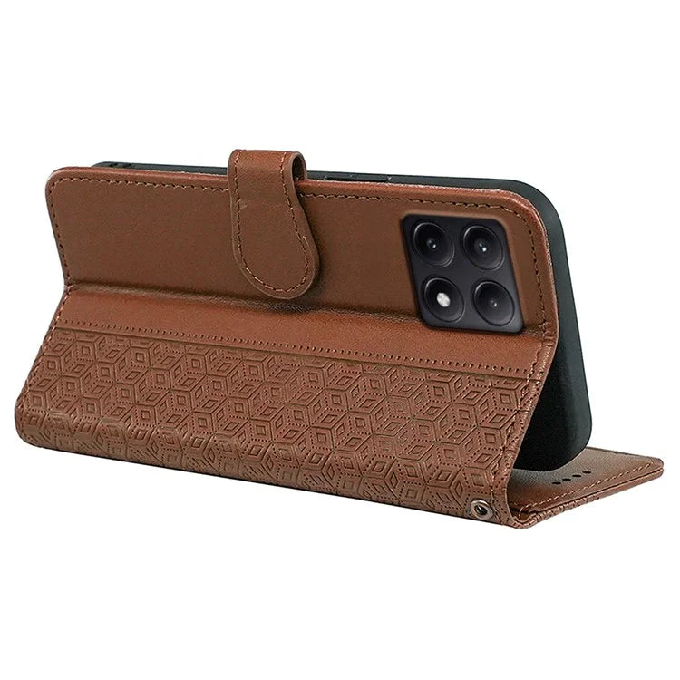 For Xiaomi Poco F6 Pro 5G / Redmi K70 5G / K70 Pro 5G Case Cubic Grid Leather Wallet Phone Cover