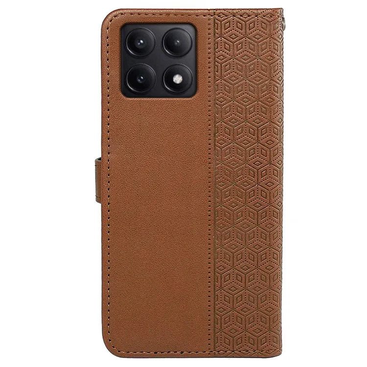 For Xiaomi Poco F6 Pro 5G / Redmi K70 5G / K70 Pro 5G Case Cubic Grid Leather Wallet Phone Cover