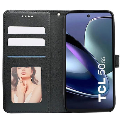 For TCL 50 5G Case PU Leather Cubic Grid Pattern Flip Folio Phone Wallet Cover