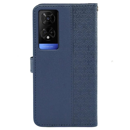 For TCL 50 5G Case PU Leather Cubic Grid Pattern Flip Folio Phone Wallet Cover