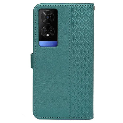For TCL 50 5G Case PU Leather Cubic Grid Pattern Flip Folio Phone Wallet Cover