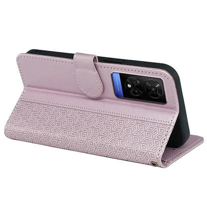 For TCL 50 5G Case PU Leather Cubic Grid Pattern Flip Folio Phone Wallet Cover