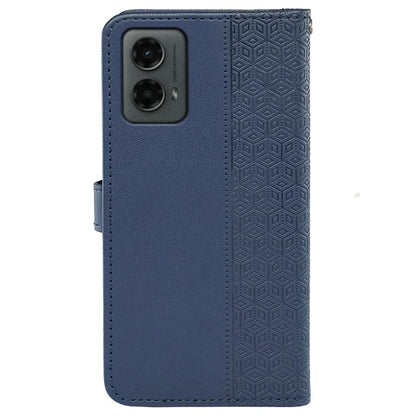 For Motorola Moto G 5G (2024) Case PU Leather Cellphone Protective Cover Cubic Grid Pattern