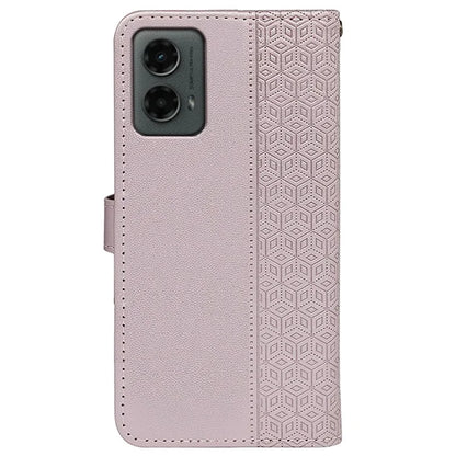 For Motorola Moto G 5G (2024) Case PU Leather Cellphone Protective Cover Cubic Grid Pattern