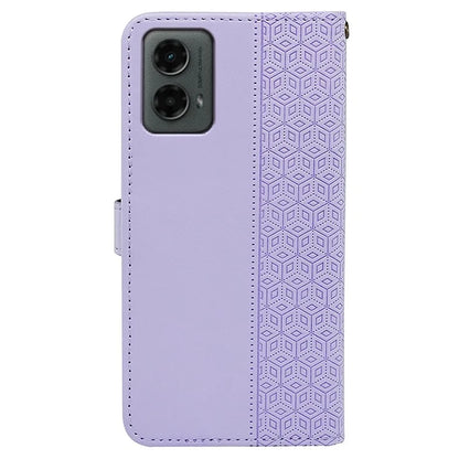 For Motorola Moto G 5G (2024) Case PU Leather Cellphone Protective Cover Cubic Grid Pattern