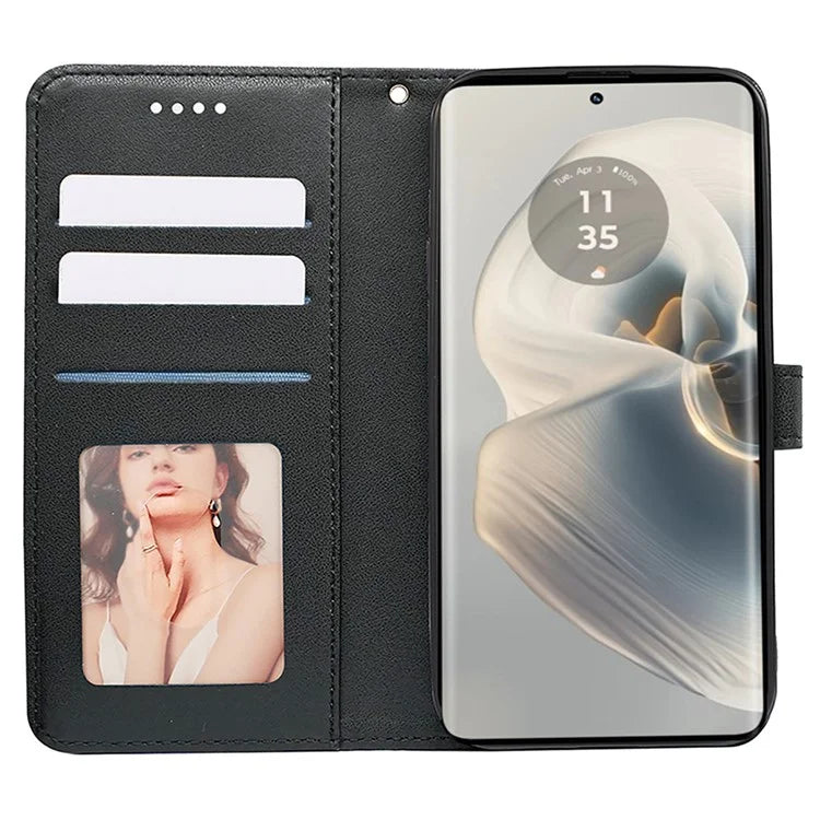For Motorola Edge 50 Pro 5G Case Cubic Grid Leather Wallet Phone Cover