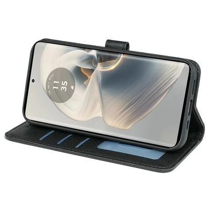 For Motorola Edge 50 Pro 5G Case Cubic Grid Leather Wallet Phone Cover