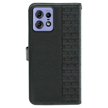 For Motorola Edge 50 Pro 5G Case Cubic Grid Leather Wallet Phone Cover