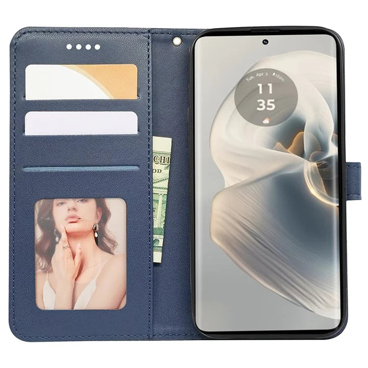 For Motorola Edge 50 Pro 5G Case Cubic Grid Leather Wallet Phone Cover