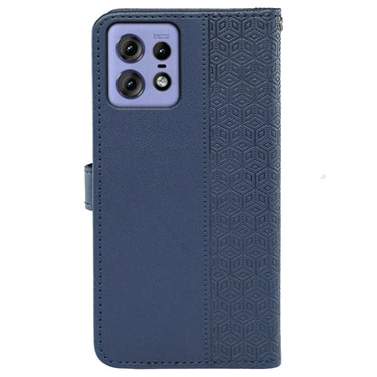 For Motorola Edge 50 Pro 5G Case Cubic Grid Leather Wallet Phone Cover