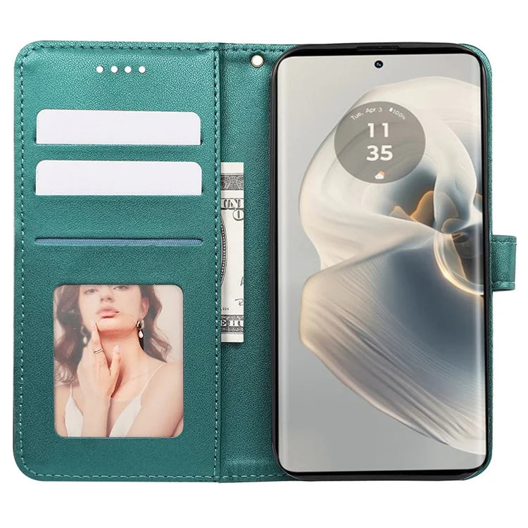 For Motorola Edge 50 Pro 5G Case Cubic Grid Leather Wallet Phone Cover