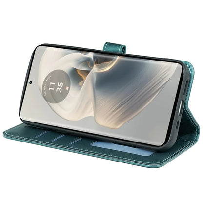 For Motorola Edge 50 Pro 5G Case Cubic Grid Leather Wallet Phone Cover