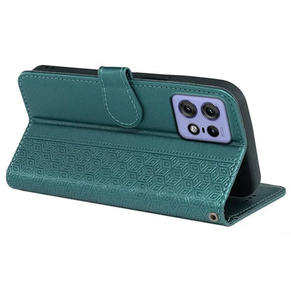For Motorola Edge 50 Pro 5G Case Cubic Grid Leather Wallet Phone Cover