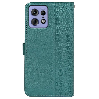 For Motorola Edge 50 Pro 5G Case Cubic Grid Leather Wallet Phone Cover