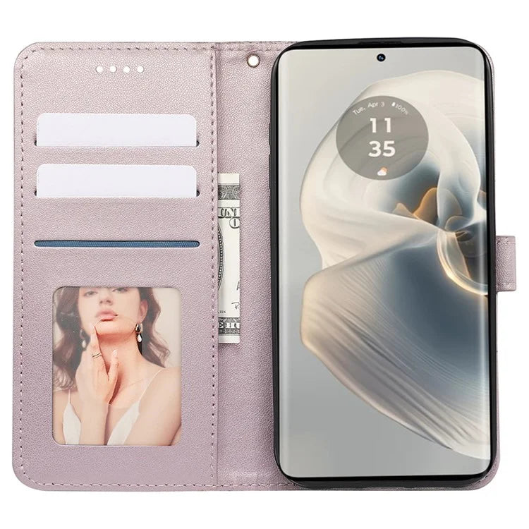 For Motorola Edge 50 Pro 5G Case Cubic Grid Leather Wallet Phone Cover