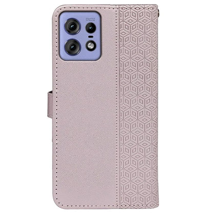 For Motorola Edge 50 Pro 5G Case Cubic Grid Leather Wallet Phone Cover