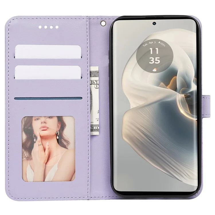 For Motorola Edge 50 Pro 5G Case Cubic Grid Leather Wallet Phone Cover