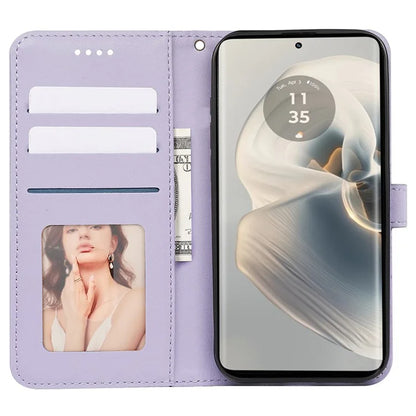 For Motorola Edge 50 Pro 5G Case Cubic Grid Leather Wallet Phone Cover