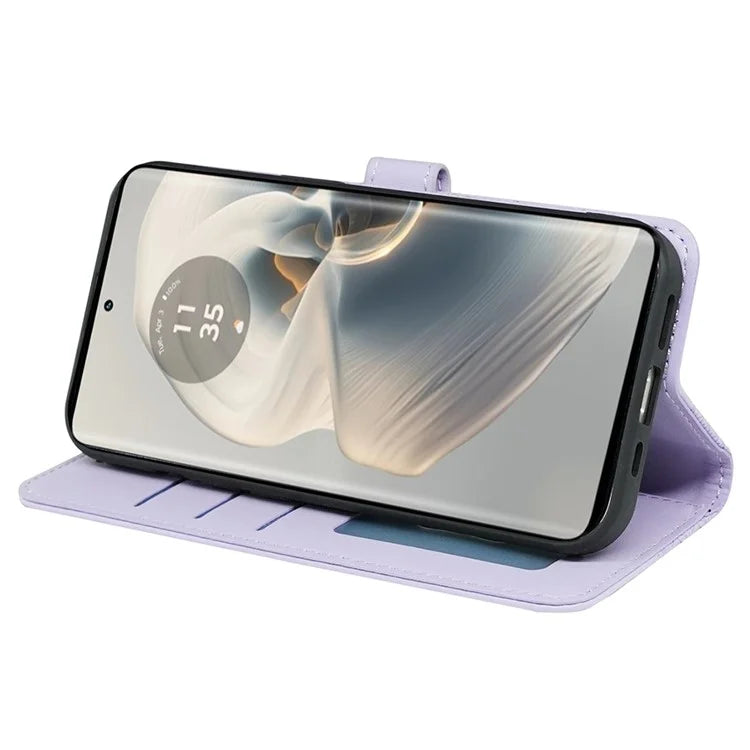 For Motorola Edge 50 Pro 5G Case Cubic Grid Leather Wallet Phone Cover