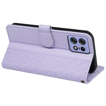 For Motorola Edge 50 Pro 5G Case Cubic Grid Leather Wallet Phone Cover