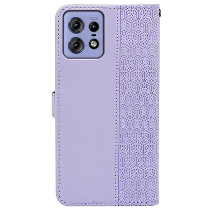 For Motorola Edge 50 Pro 5G Case Cubic Grid Leather Wallet Phone Cover