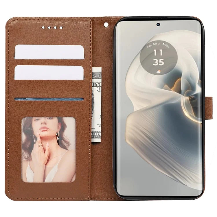For Motorola Edge 50 Pro 5G Case Cubic Grid Leather Wallet Phone Cover