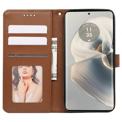 For Motorola Edge 50 Pro 5G Case Cubic Grid Leather Wallet Phone Cover
