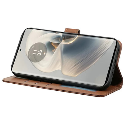 For Motorola Edge 50 Pro 5G Case Cubic Grid Leather Wallet Phone Cover